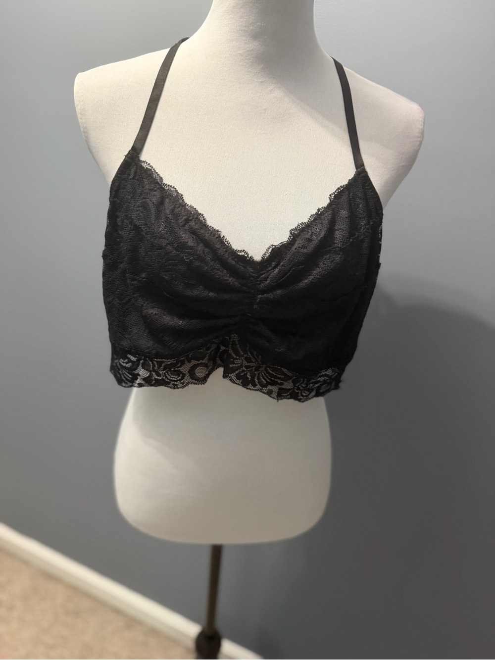 NEW•Sugared + Bronzed Black Lace Racerback Delicate Lace Bralette- 2X